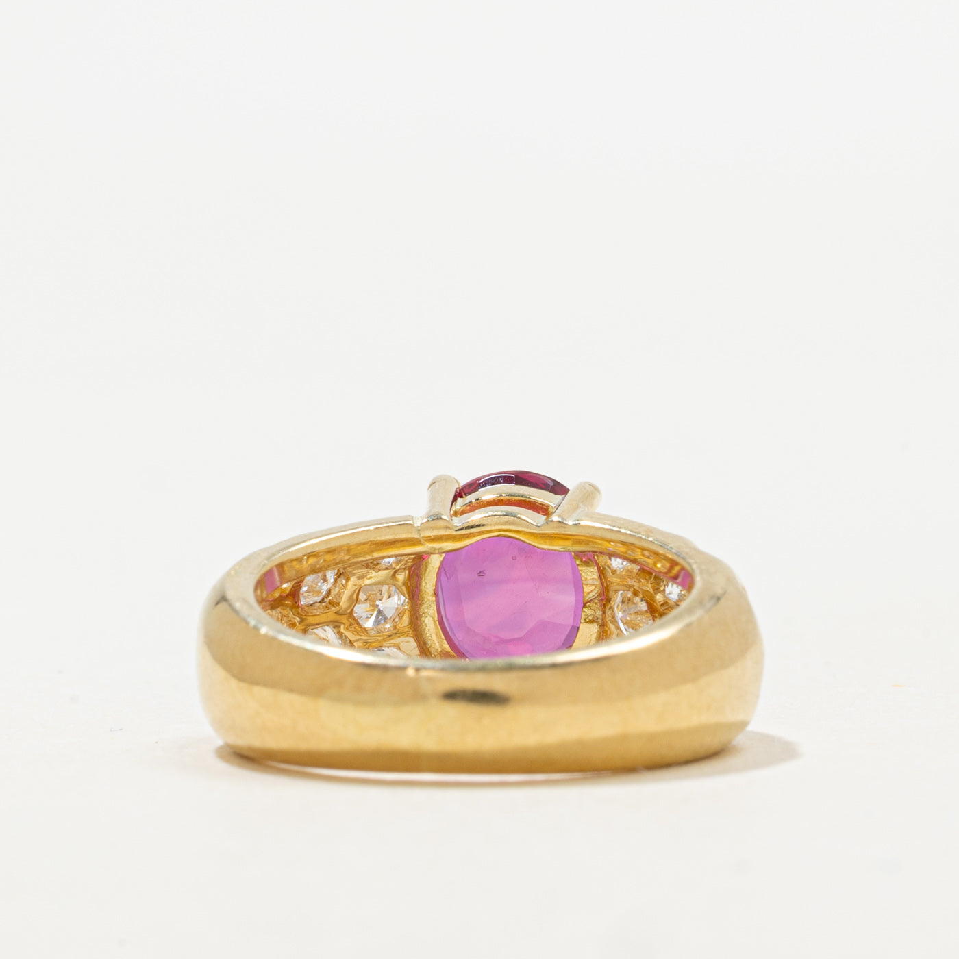 Bague vintage en rubis et diamants | 0,75 ct | 0,80 ct au total | Taille 3,5