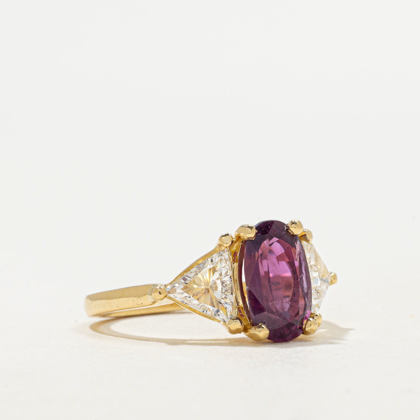 2.46ct GRS Unheated Kashmir Purplish Red Ruby & Diamond Ring | GRS 2.46ct,  0.80ctw | SZ 6.5