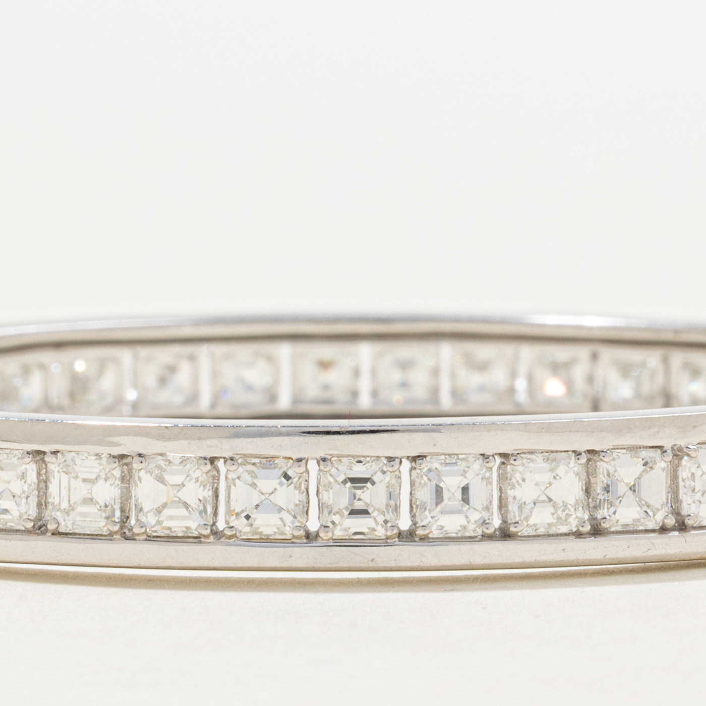 18k Asscher Cut Eternity Diamond Bangle Bracelet | 10ctw