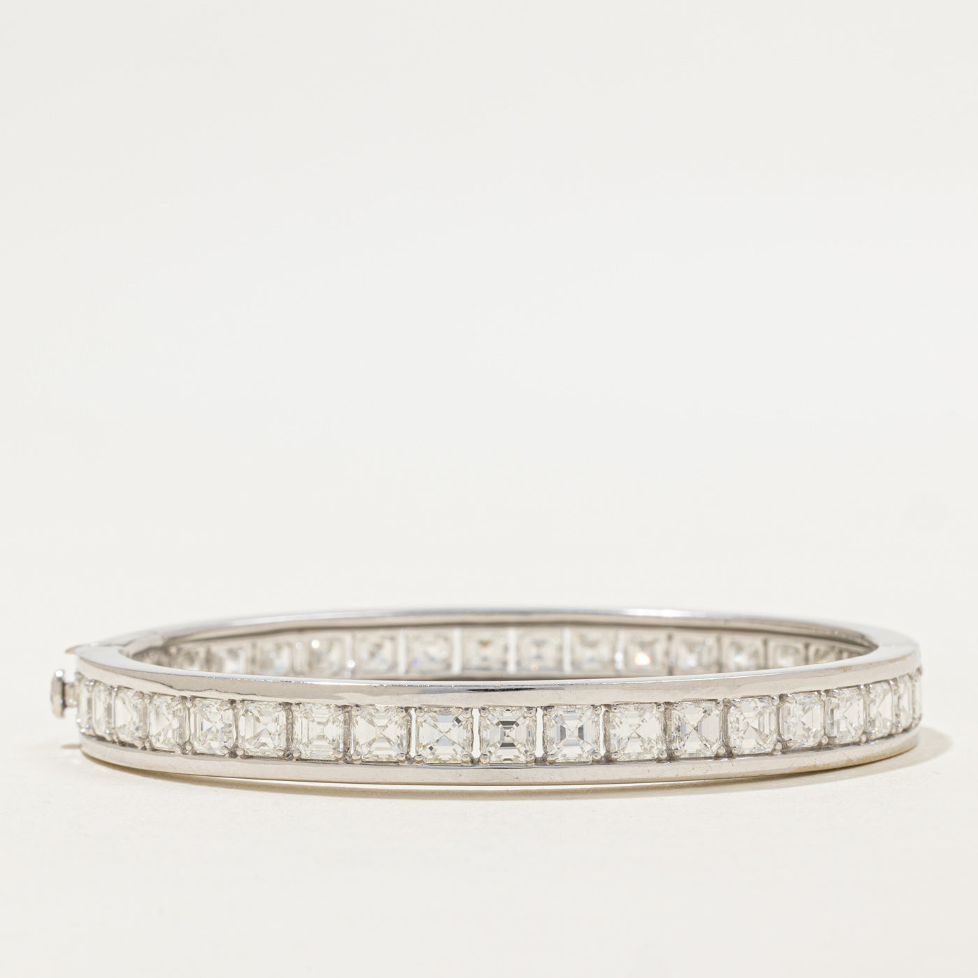 18k Asscher Cut Eternity Diamond Bangle Bracelet | 10ctw