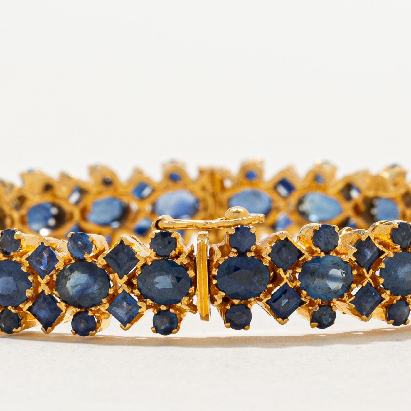 22k Unheated Mixed Cut Sapphire Bangle Bracelet | 18.52ctw