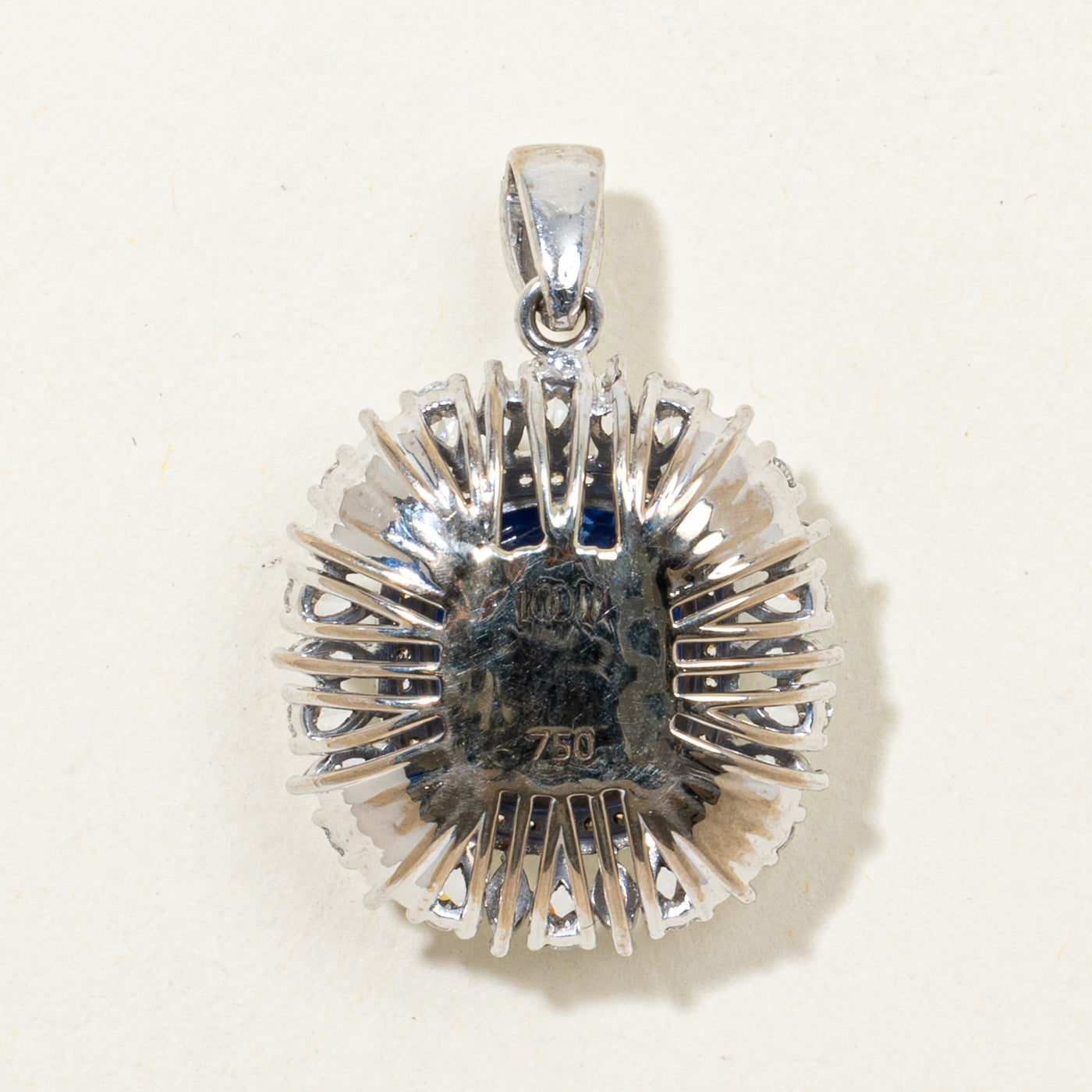 9.37ct GRS Unheated Ceylon Sapphire & Diamond Halo Pendant | GRS 9.37ct | 1.02ctw