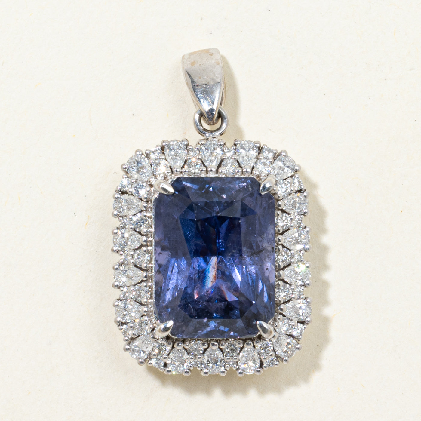 GIA Unheated Colour Change Sapphire & Diamond Pendant | GIA 16.37ct | 1.05ctw