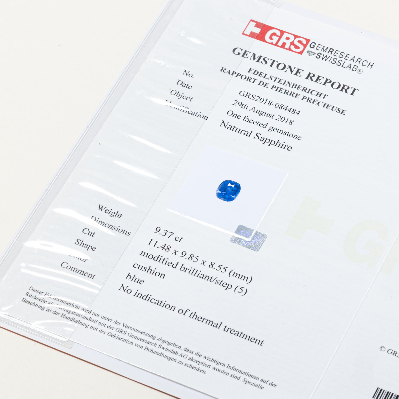 9.37ct GRS Unheated Ceylon Sapphire & Diamond Halo Pendant | GRS 9.37ct | 1.02ctw