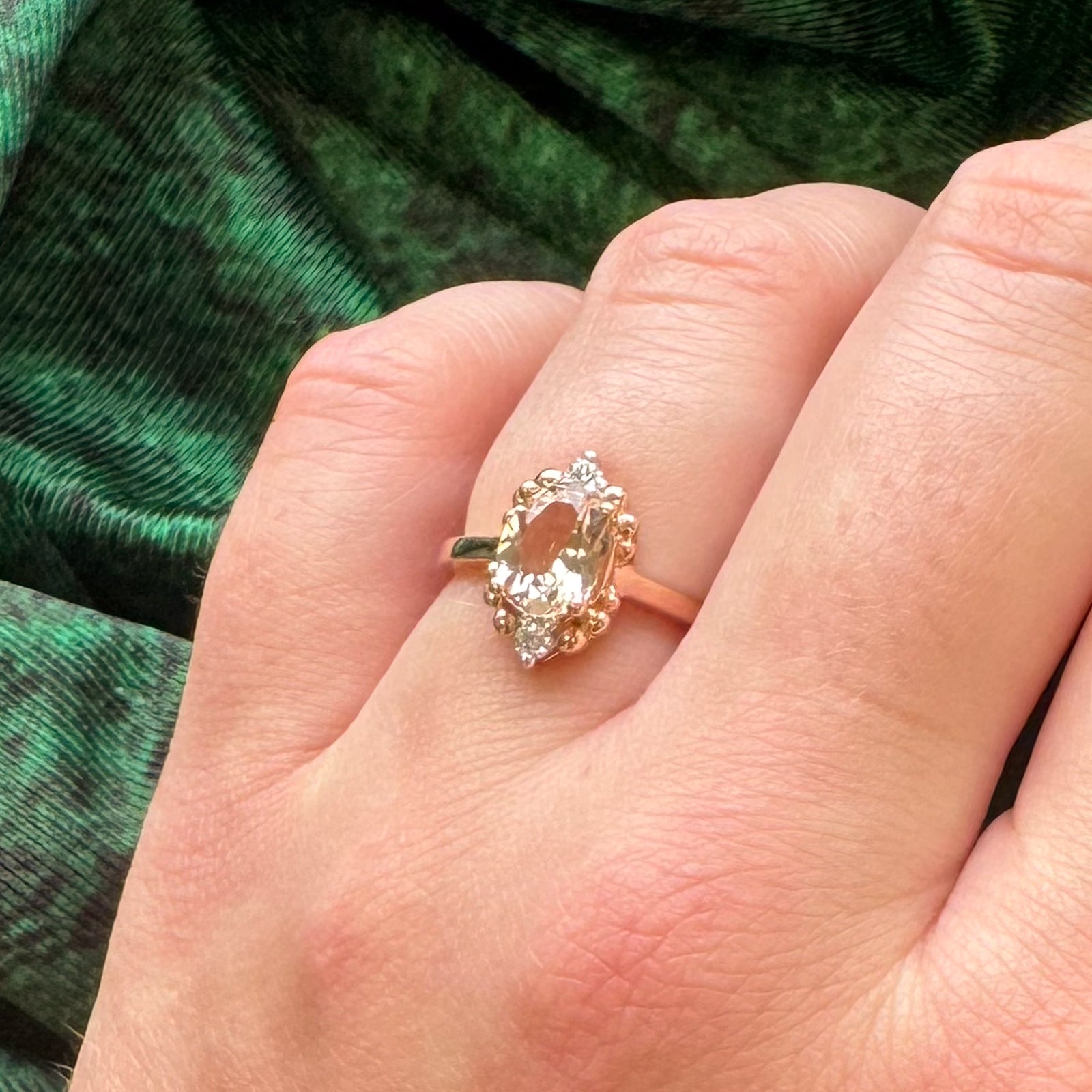 Morganite & Diamond Ring | 0.90ct, 0.07ctw | SZ 5.5 |