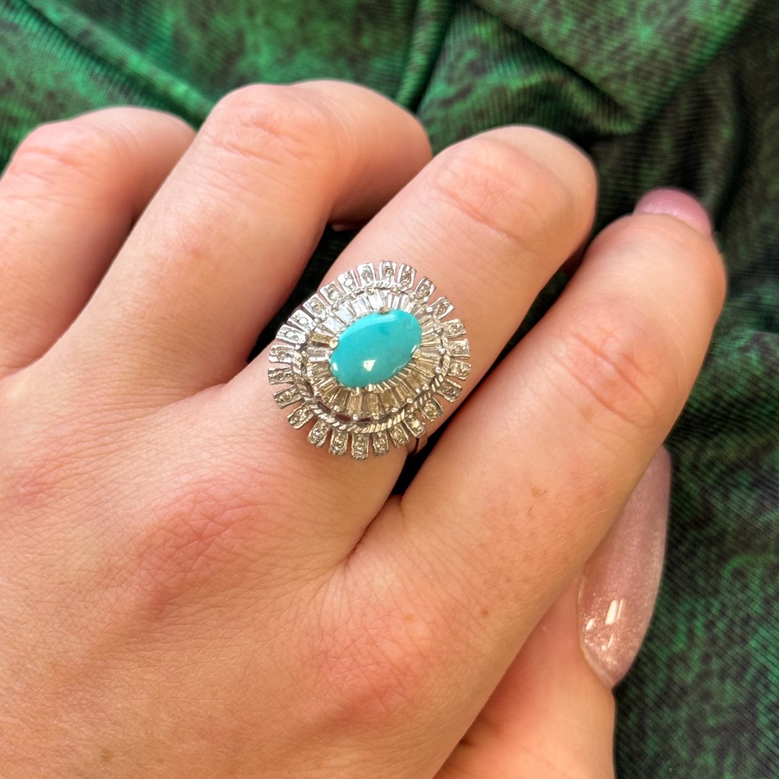 Turquoise & Diamond Ring | 1.40ct, 0.50ctw | SZ 8 |