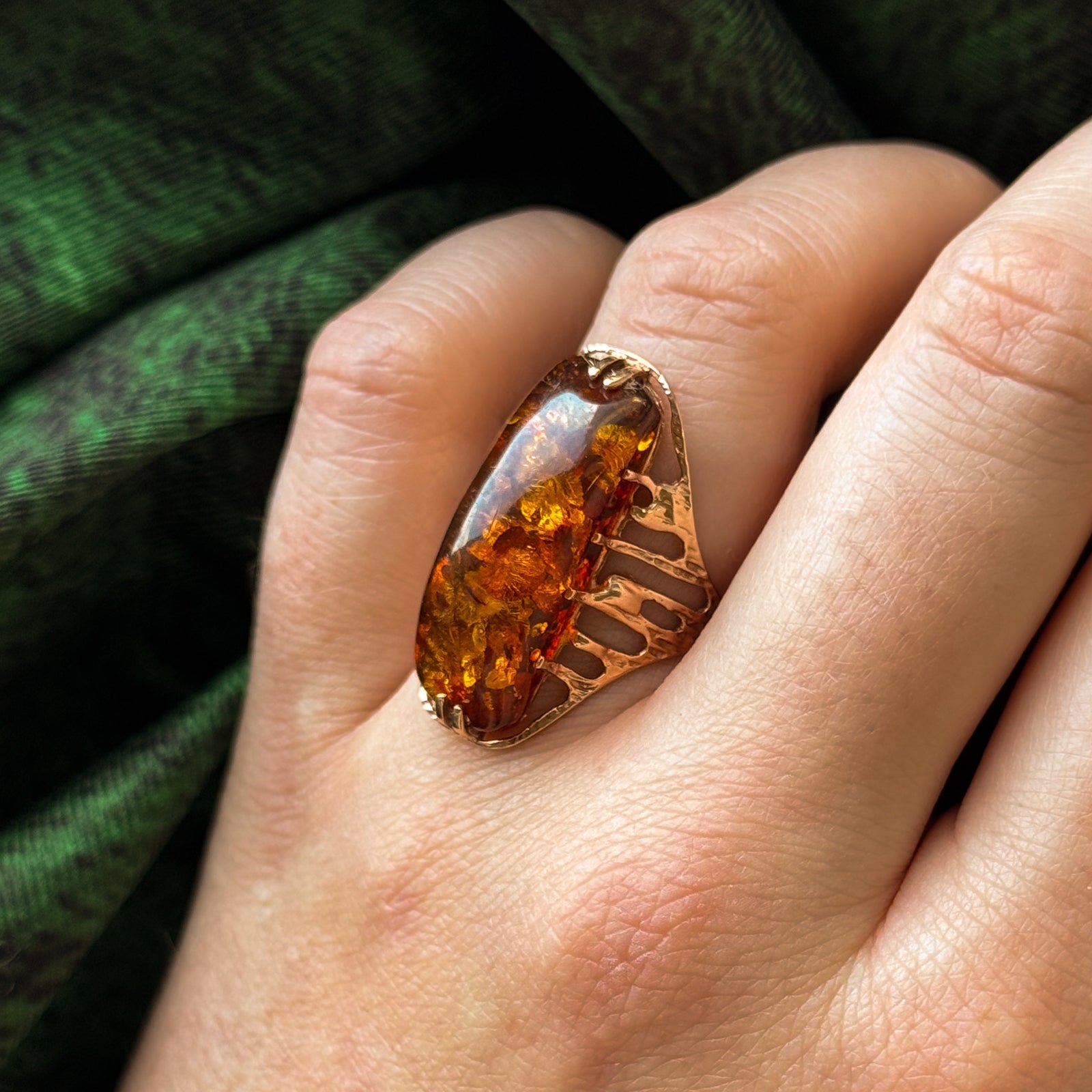 1977 Riga Amber Cocktail Ring | 5.00ct | SZ 6 |