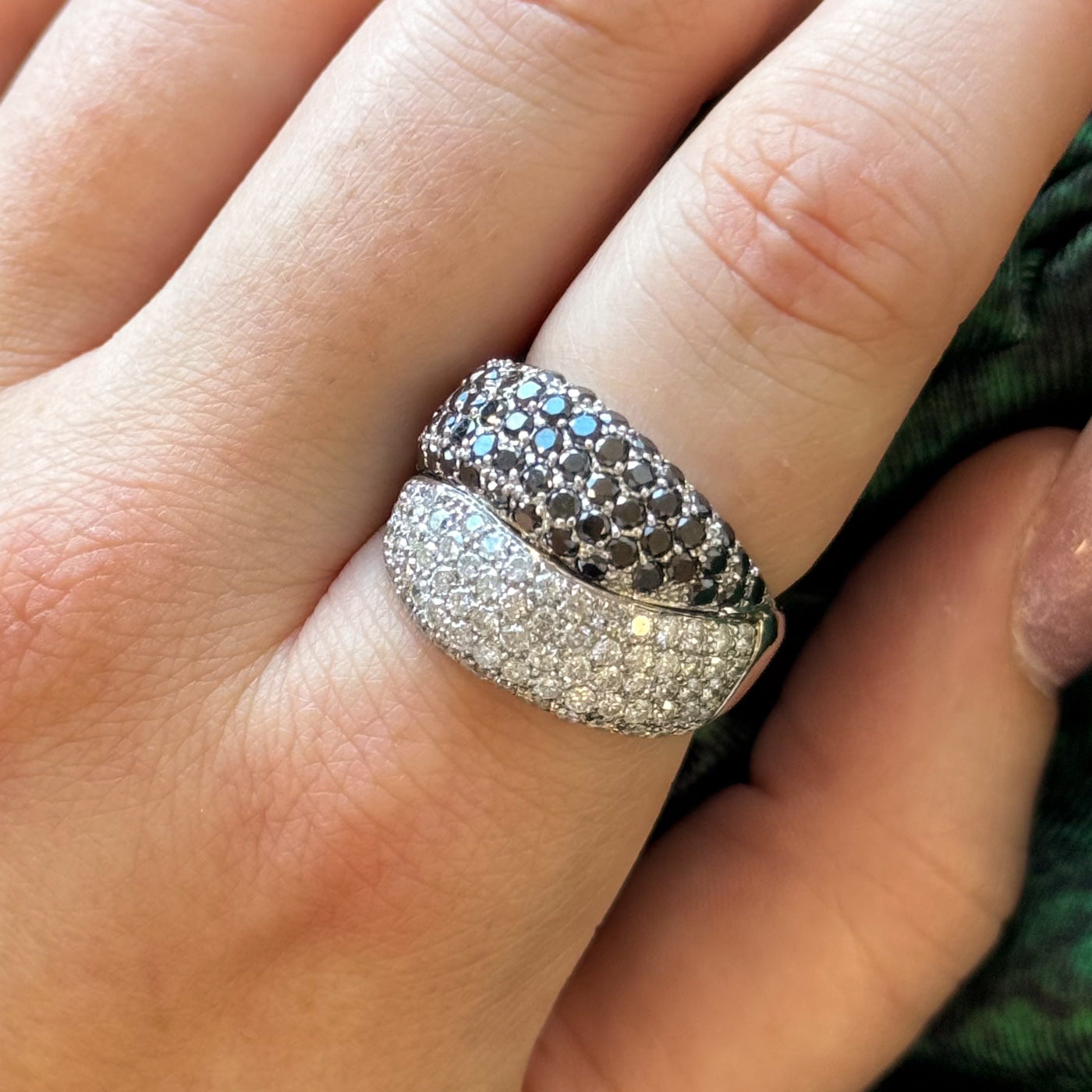 Black & White Diamond Cocktail Ring | 1.71ctw, 1.46ctw | SZ 8 |