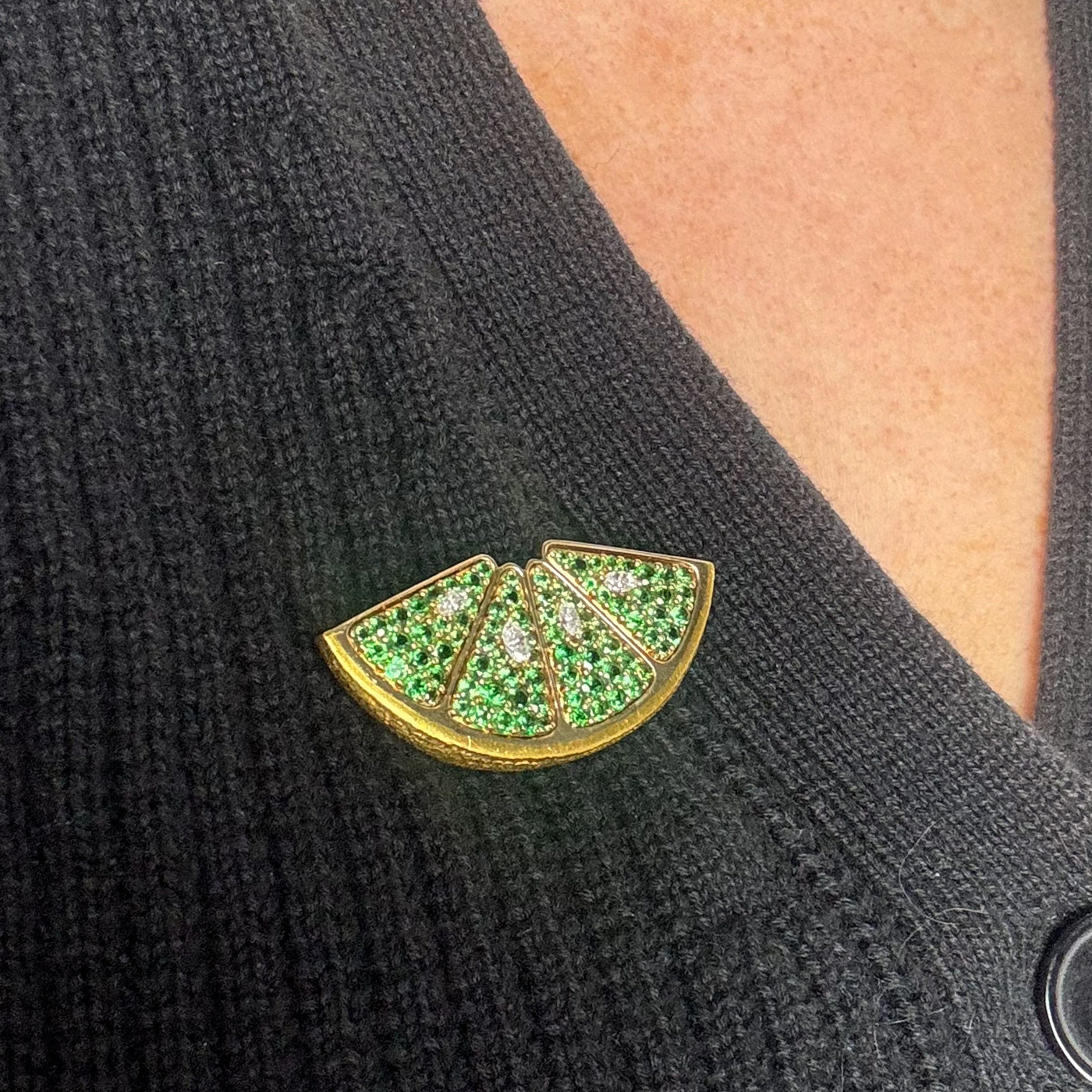 'Mark Patterson' Diamond & Tsavorite Lime Brooch | 2.90ctw, 0.25ctw |