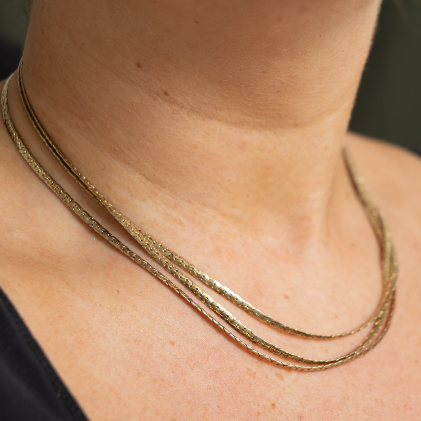 'Birks' Yellow Gold Layered C Link Chain | 17"