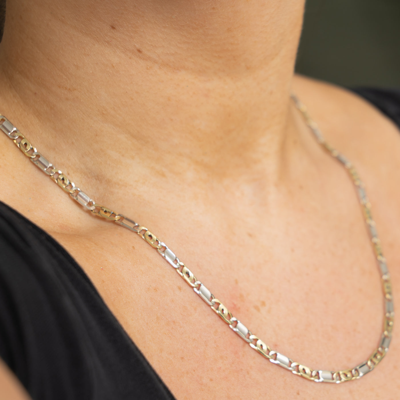 Italian Two Tone Modified Figarucci Chain | 20.5"