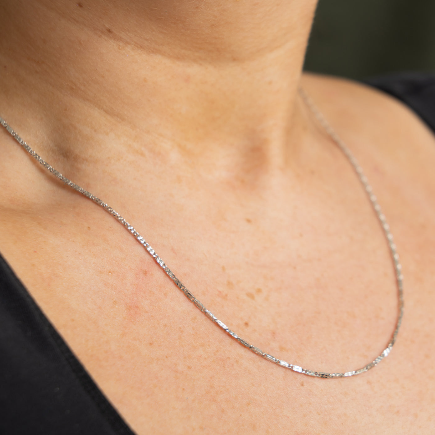 10k White Gold Diamond Cut Barleycorn Chain |  1.40mm | 20"