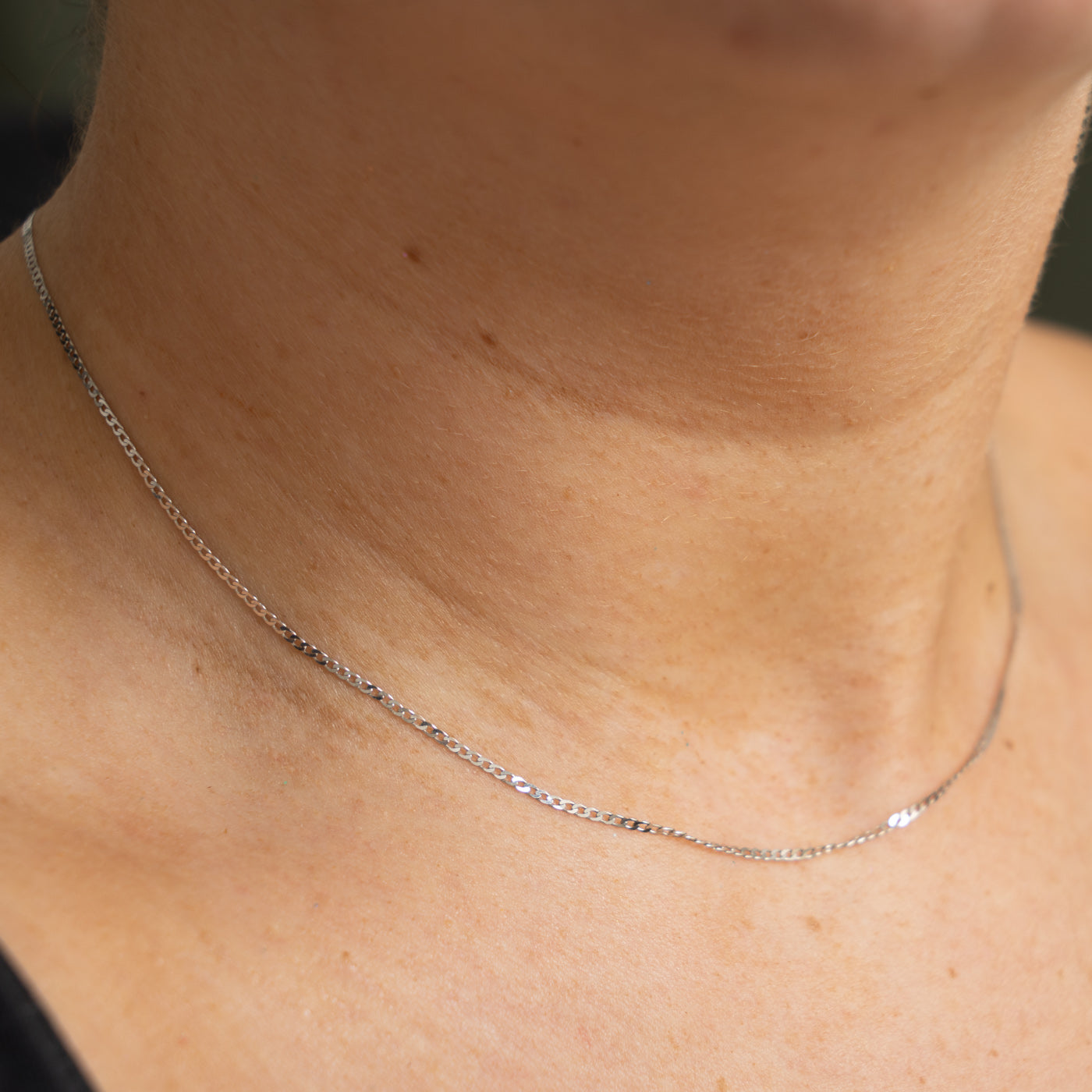 18k White Gold Curb Link Chain | 1.30mm | 15.75"