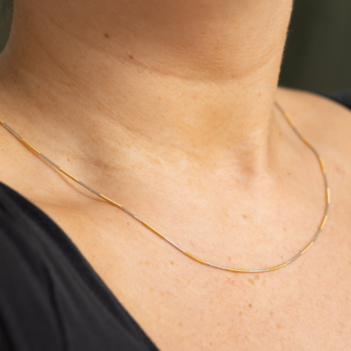18k Two Tone Gold Snake Chain | 1.15mm | 16"