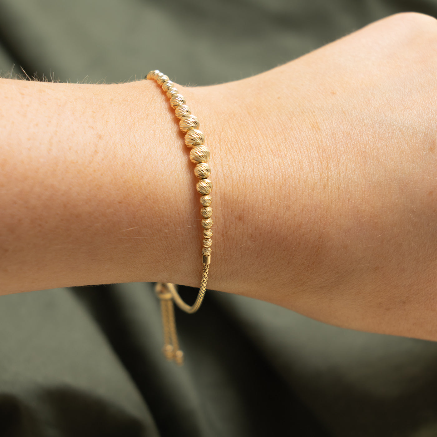 14k Yellow Gold Adjustable Bead Chain Bracelet | 9"