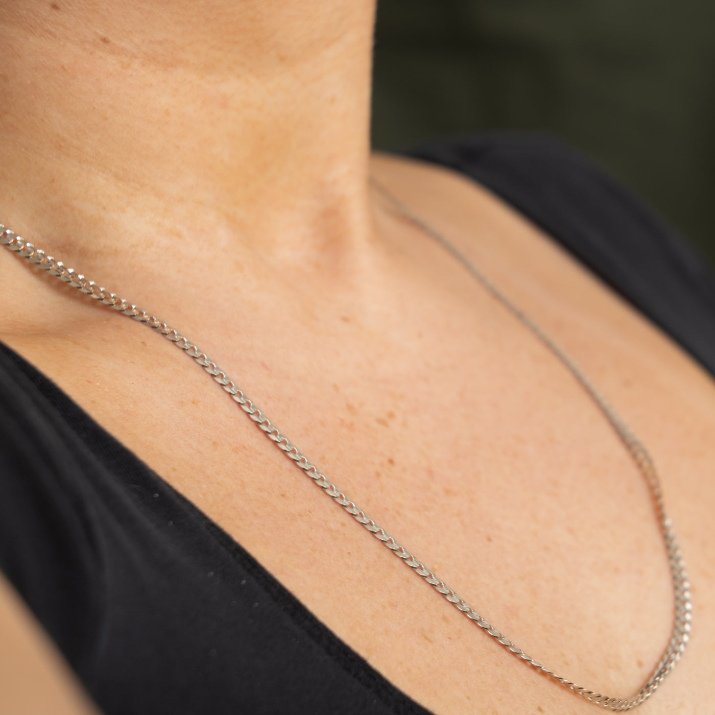 White Gold Curb Link Chain | 3.70mm | 23"