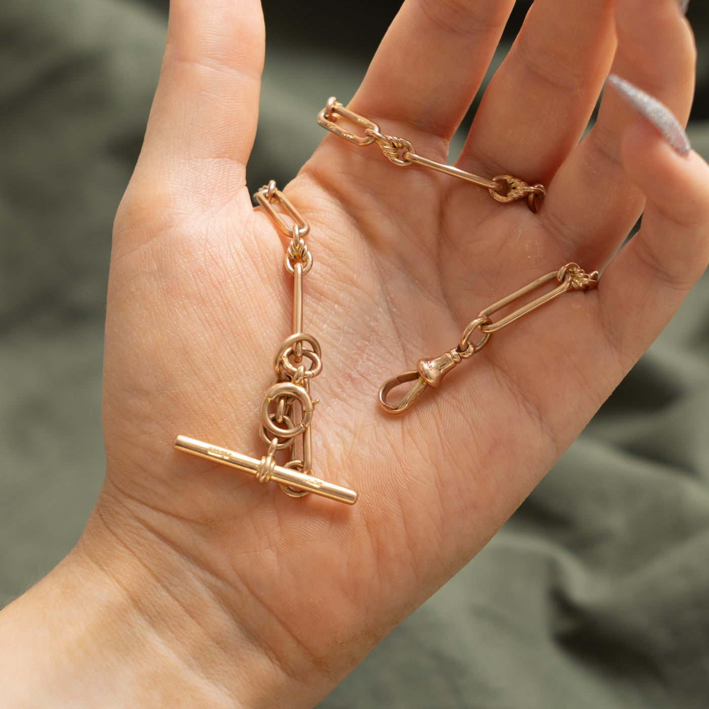 1912 Chester Yellow Gold Trombone Watch Chain | 14"