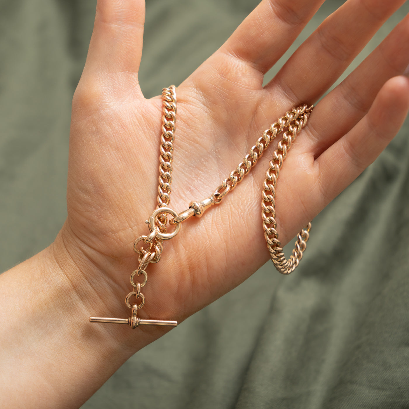 1907 Chester Yellow Gold Curb Link Watch Chain | 16.5"