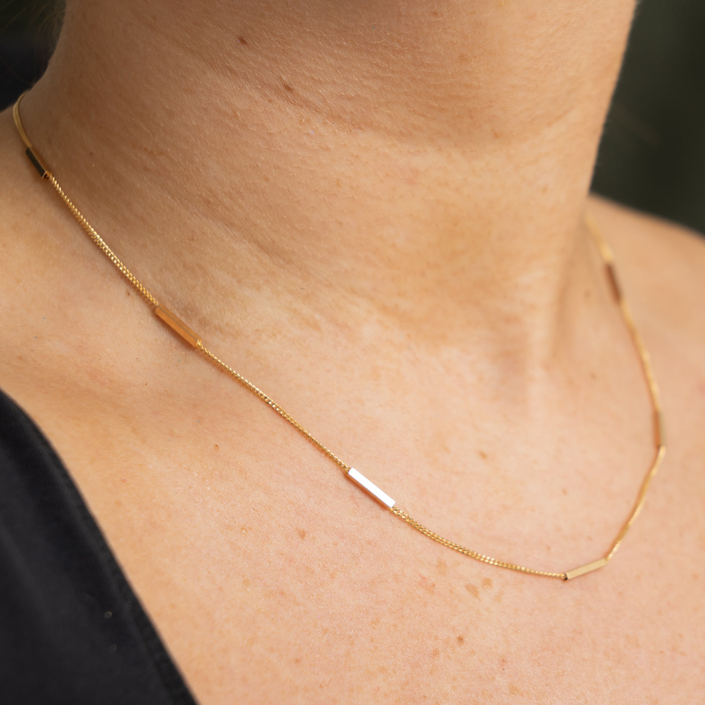 14k Yellow Gold Bar Link Chain | 1.15mm | 17.5"