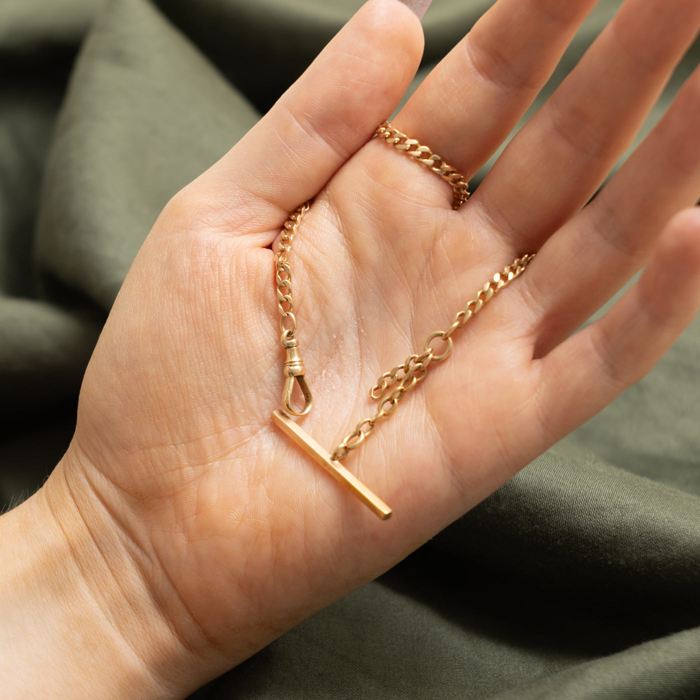 13k Yellow Gold Curb Link Watch Chain | 3mm | 9"