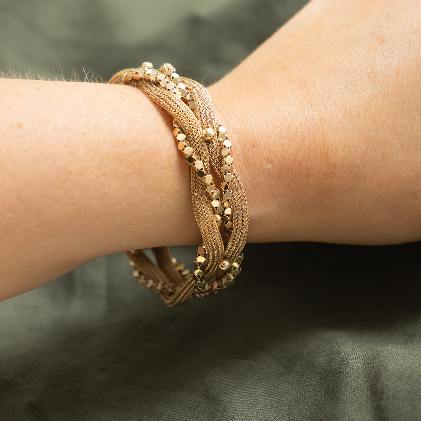 14k Yellow Gold Woven Bracelet | 7.5"
