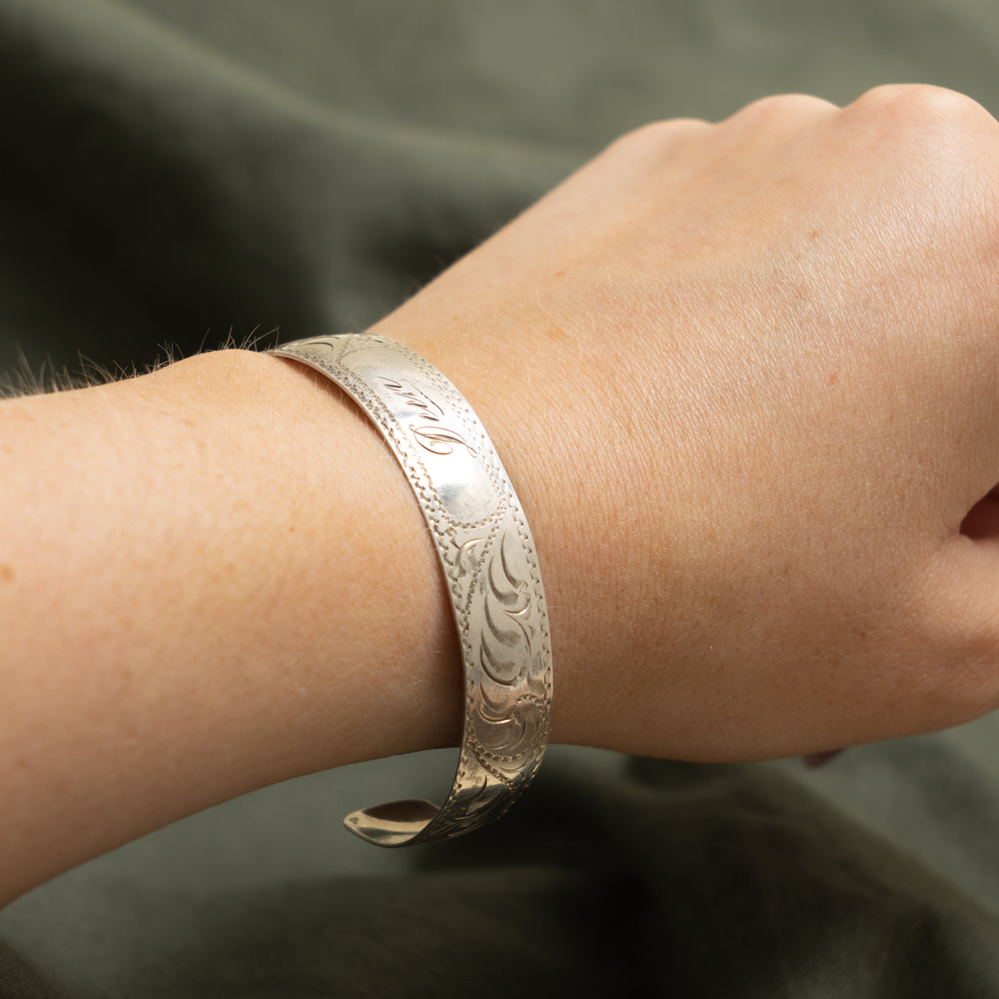 Sterling Silver "Deen" Engraved Engraved Bracelet | 6"