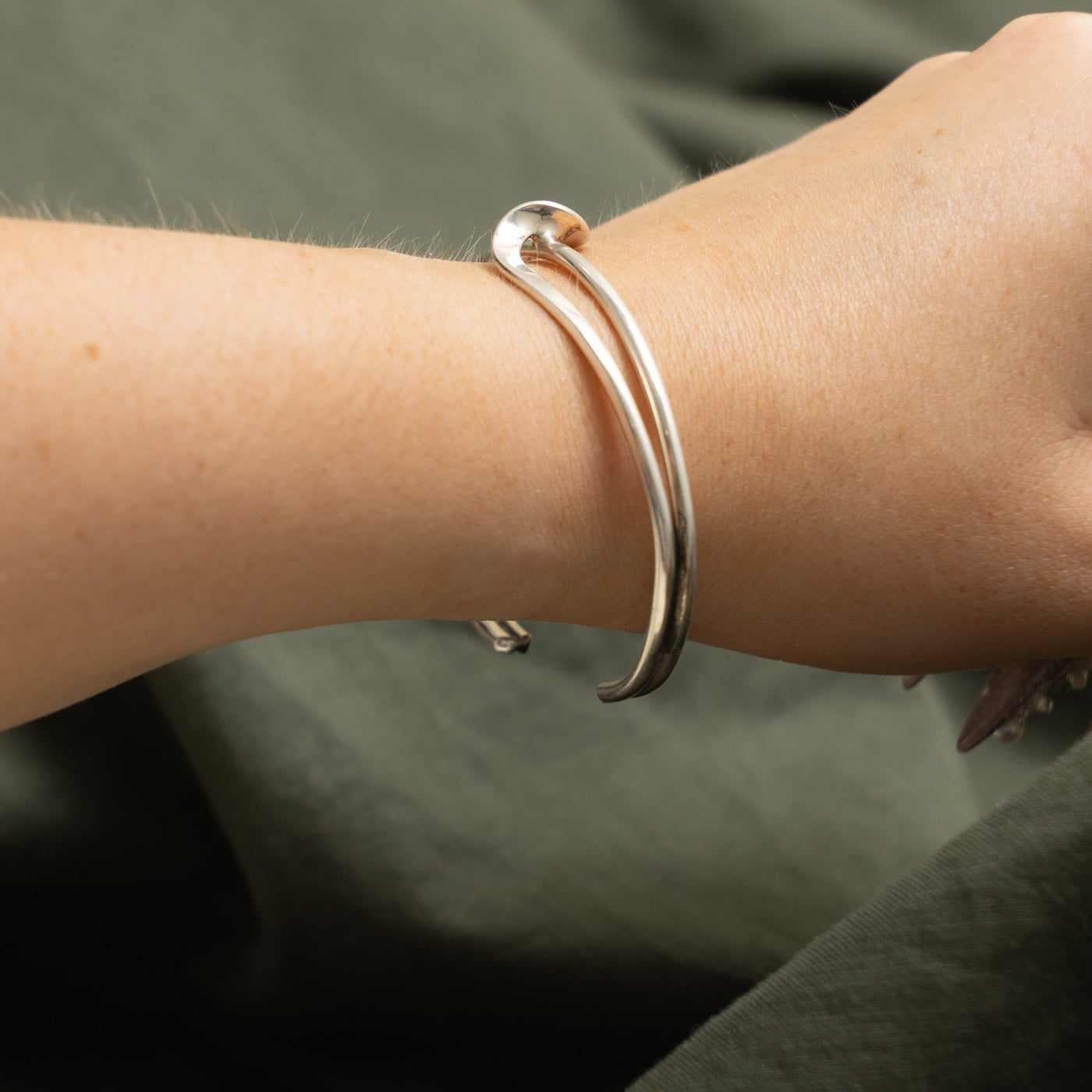 Sterling Silver Abstract Cuff Bracelet | 6"