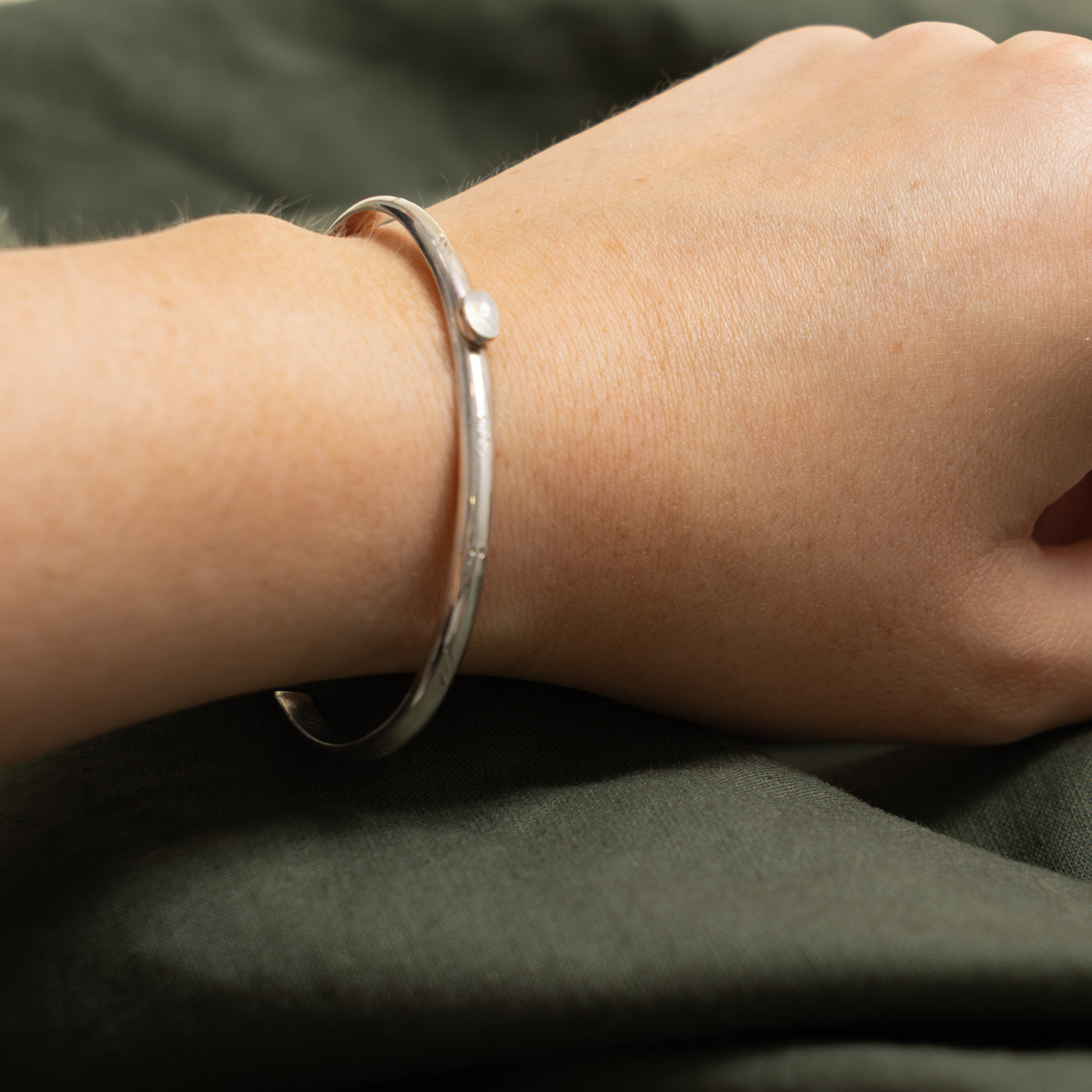 Sterling Silver Moonstone Cuff Bracelet | 0.30ct | 6"