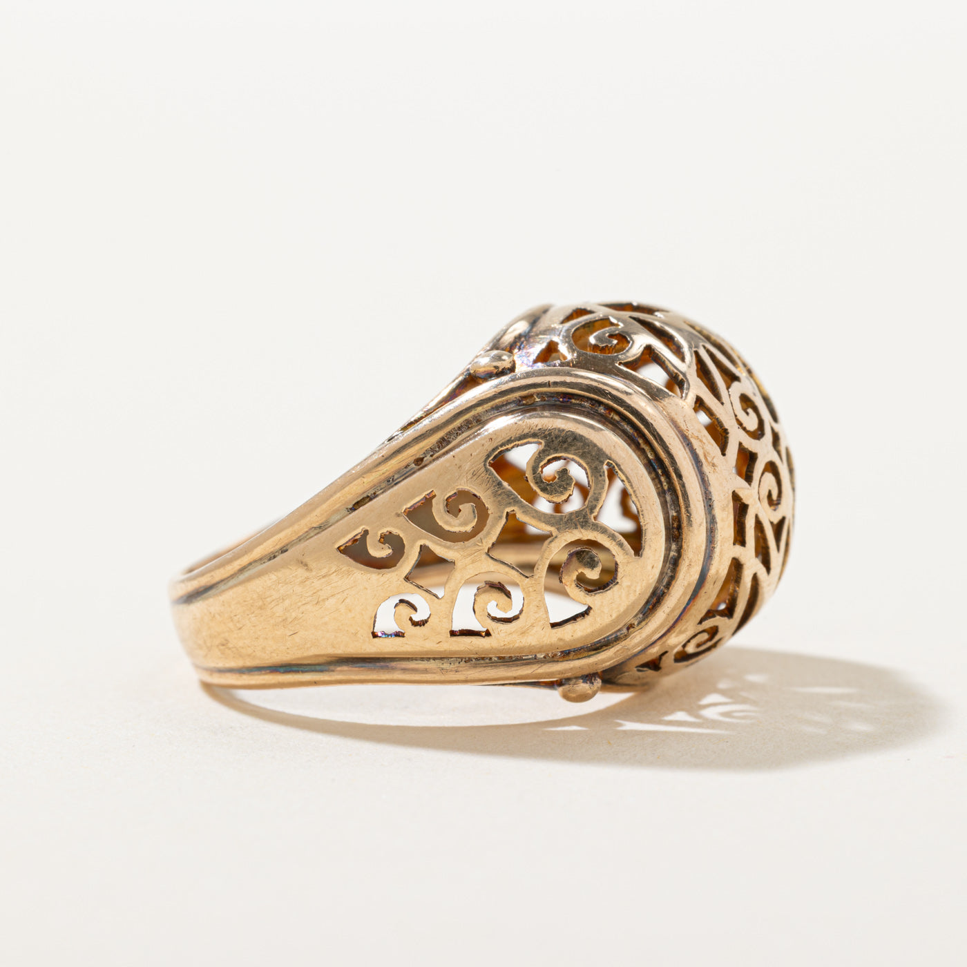 Vintage 14k Yellow Gold Openwork Cocktail Ring | SZ 8.5