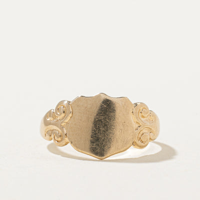 10k Yellow Gold Crest Shaped Ring | SZ 3.75