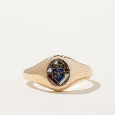 Vintage Knights of Columbus Enamel Crest Ring | SZ 10.5
