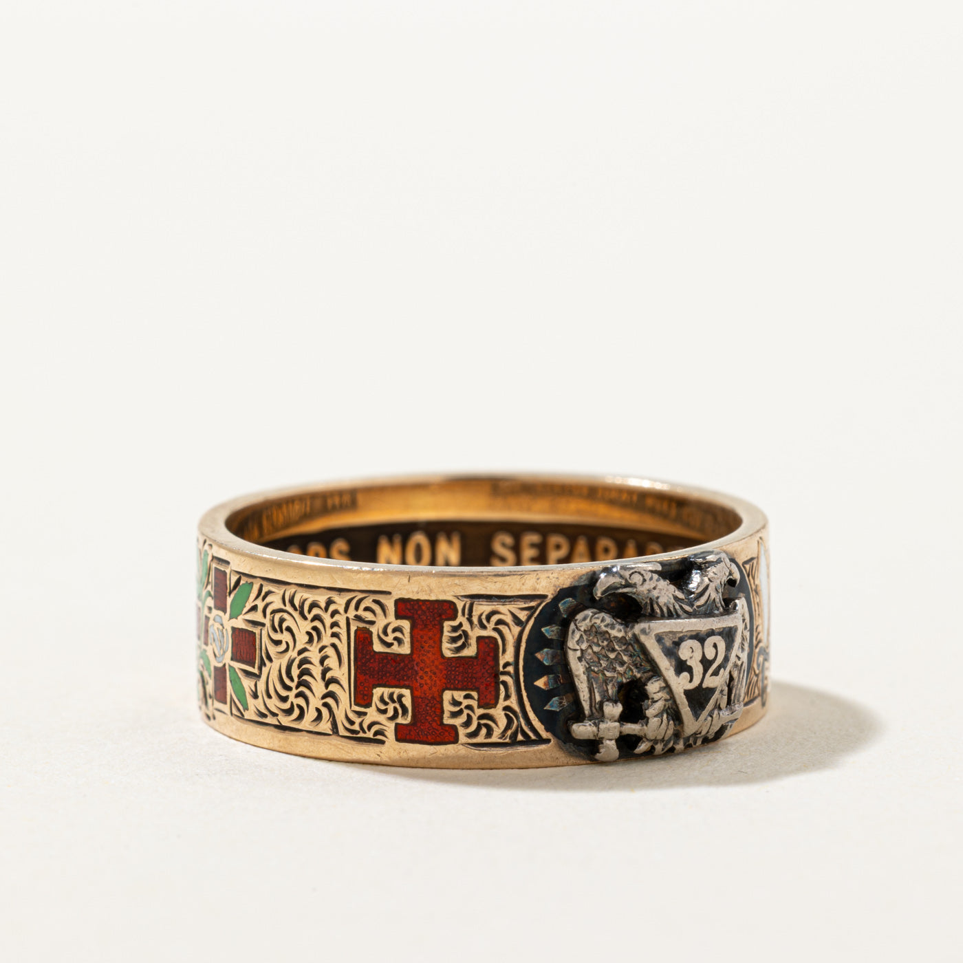 Vintage Masonic Enamel Band | 7.35mm | SZ 10.25