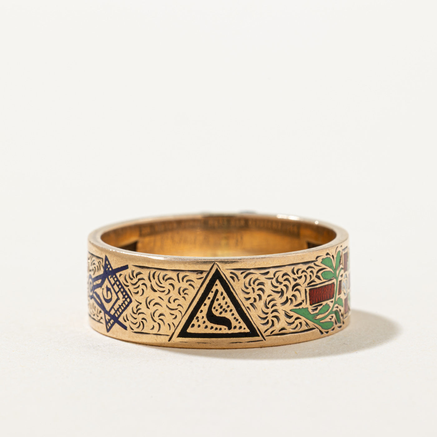 Vintage Masonic Enamel Band | 7.35mm | SZ 10.25