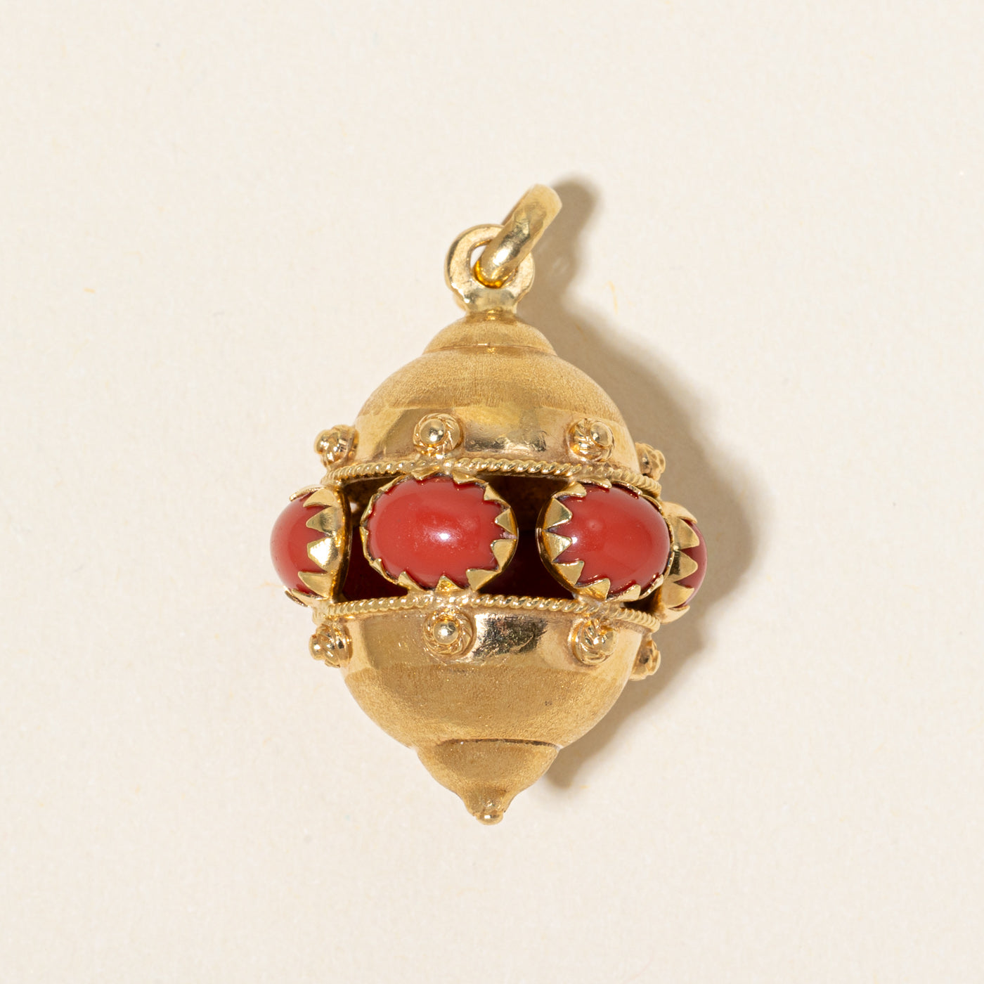 Vintage Italian Coral Egg Shaped Charm Pendant | 6.00ctw