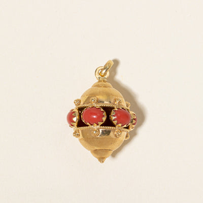 Vintage Italian Coral Egg Shaped Charm Pendant | 6.00ctw