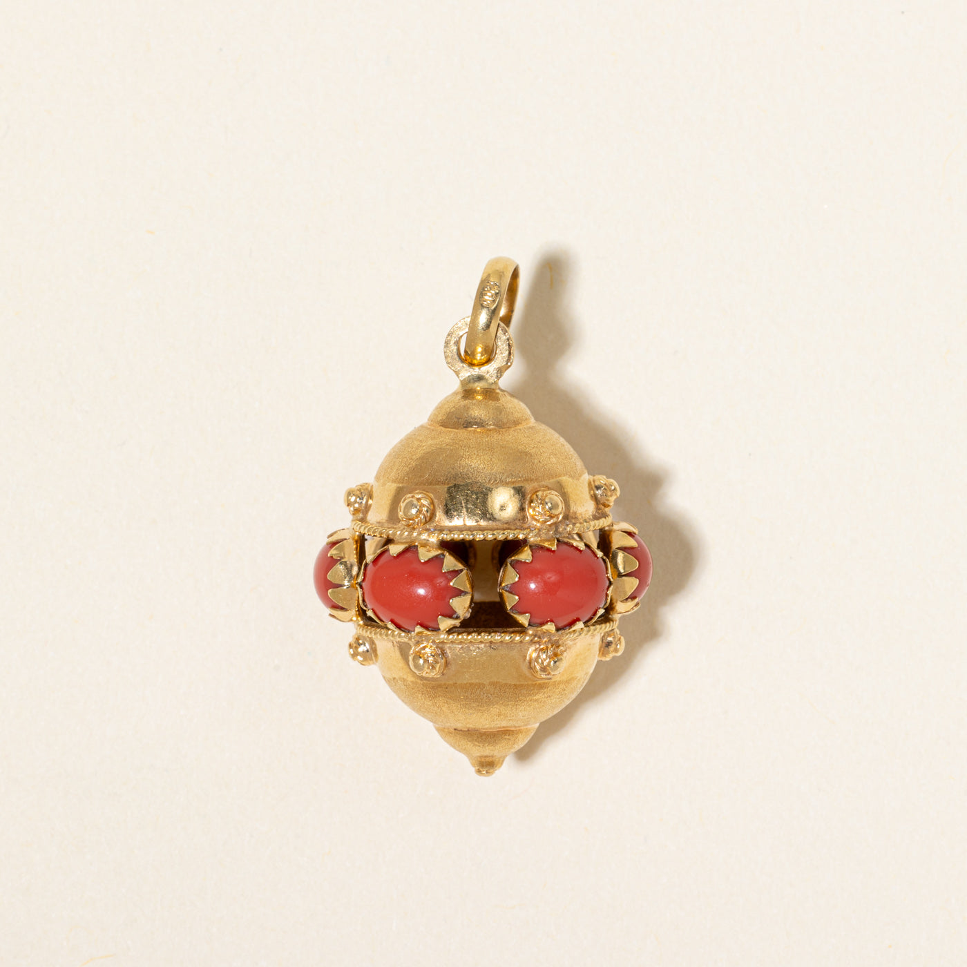 Vintage Italian Coral Egg Shaped Charm Pendant | 6.00ctw