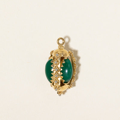 Green Glass Egg Shaped Ornate Charm | 10.00ctw