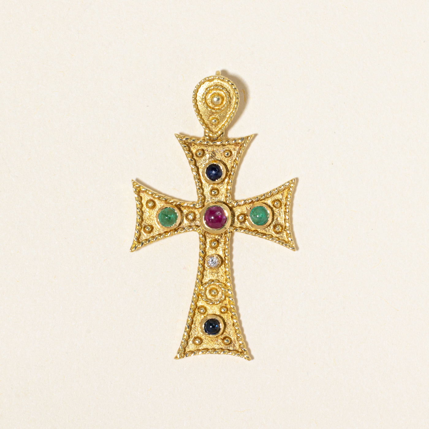 Multi Gestone Cross Pendant | 0.41ctw