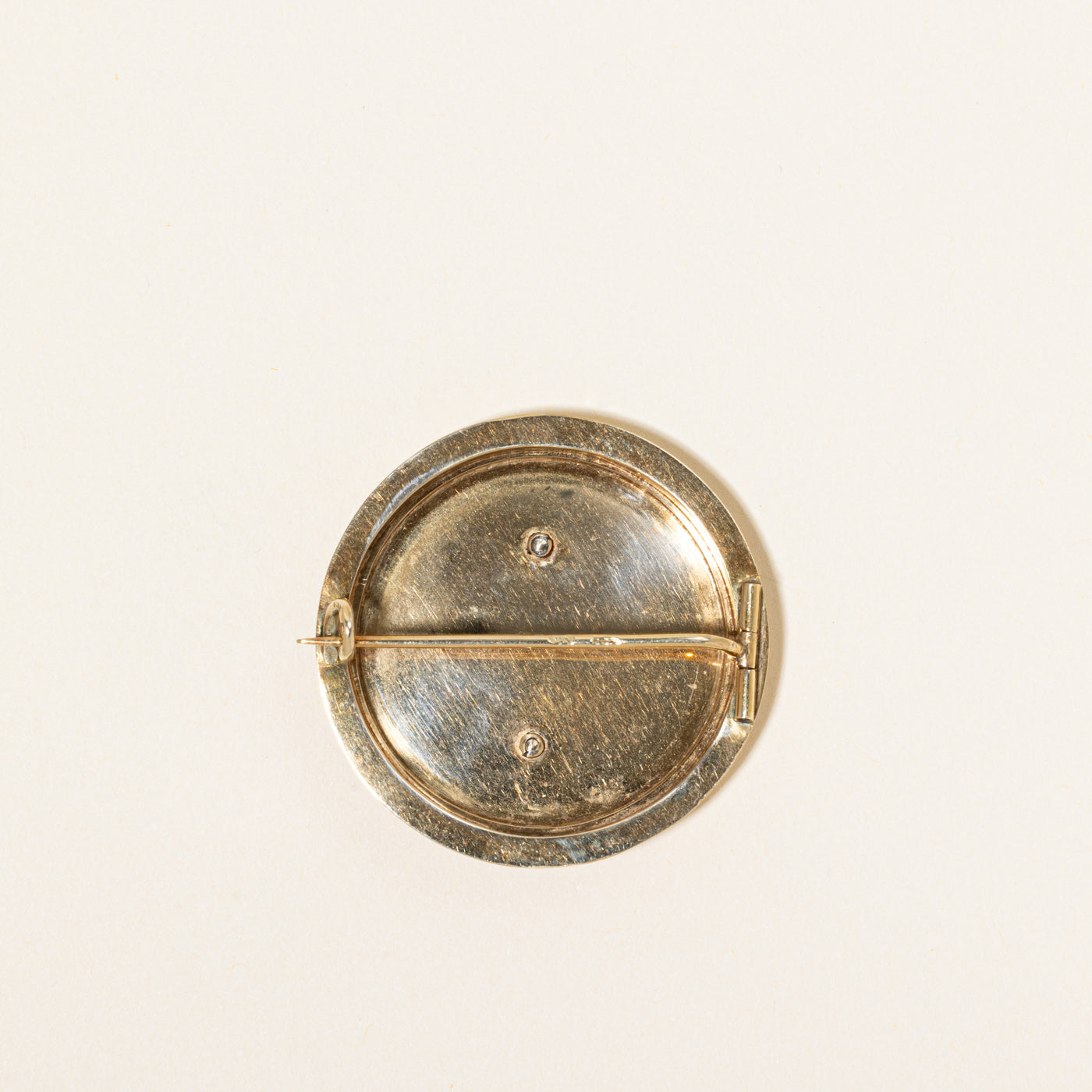 Antique 14k Yellow Gold Blue Enamel Engraved Brooch