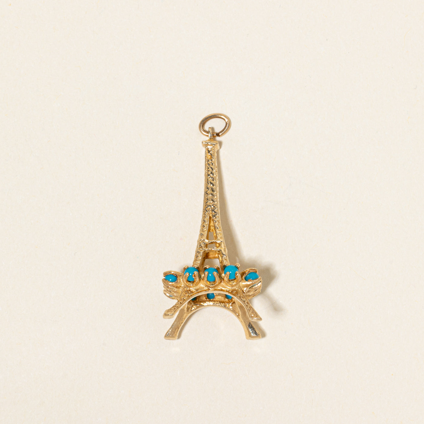 14k Imitation Turquoise Eiffel Tower Pendant | 1.00ctw