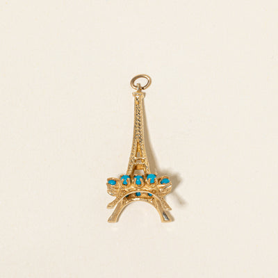 14k Imitation Turquoise Eiffel Tower Pendant | 1.00ctw