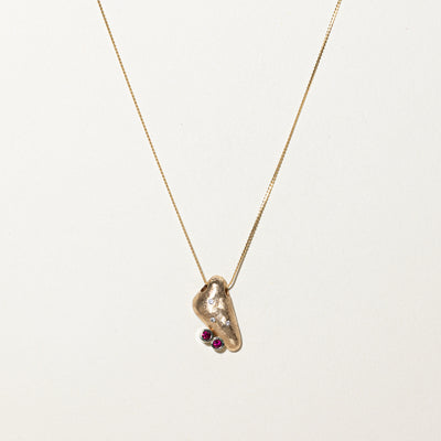 Ruby & Diamond Abstract Pendant Necklace | 0.13ctw, 0.03ctw | 14