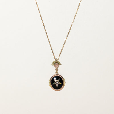 Italian Onyx Free Masons Crest Pendant Necklace | 4.00ct | 18