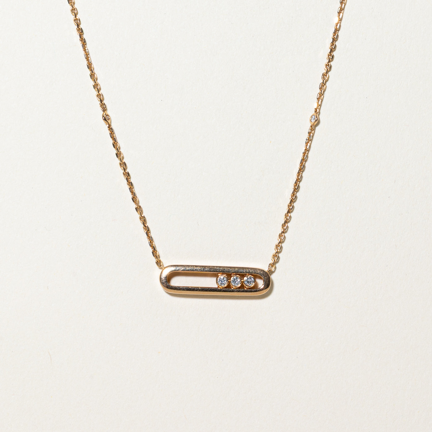 French Hallmarked "Messika" Baby Move Diamond Necklace | 0.15ctw | 16.5"