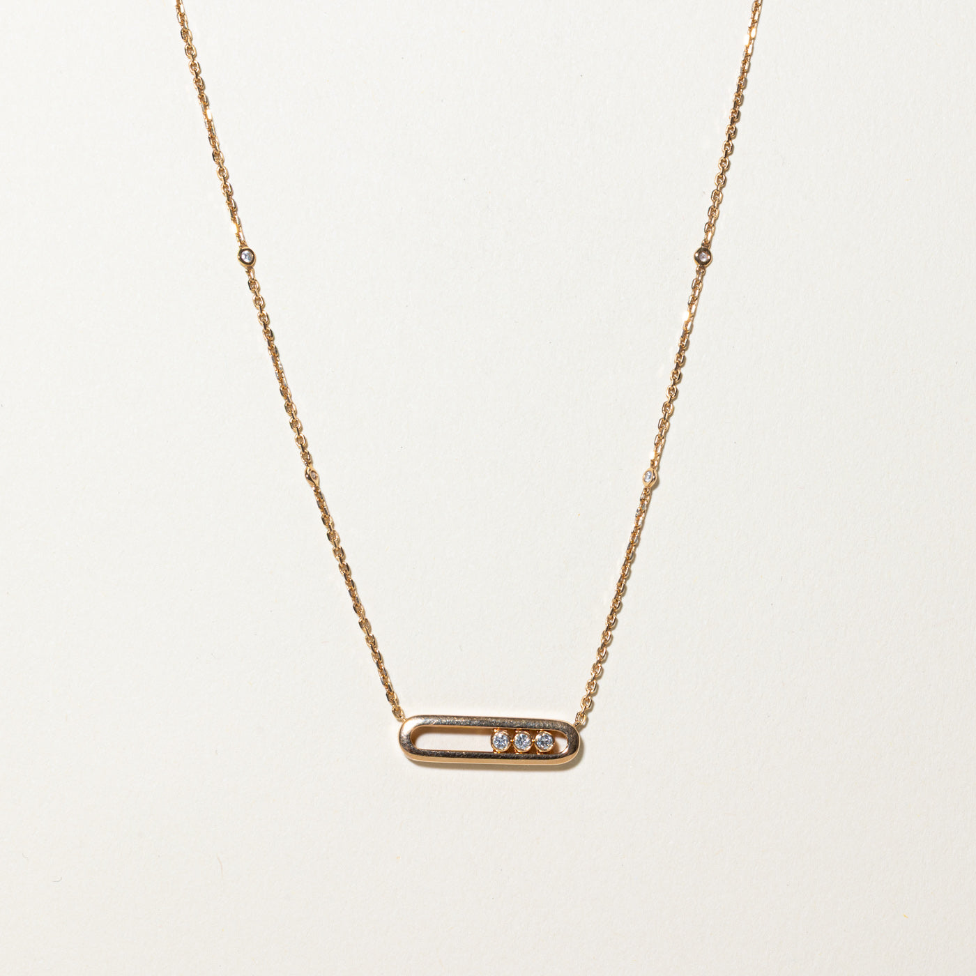 French Hallmarked "Messika" Baby Move Diamond Necklace | 0.15ctw | 16.5"