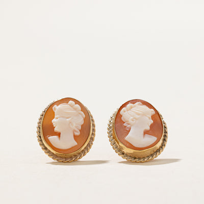 Vintage Shell Cameo Stud Earrings | 5.00ctw
