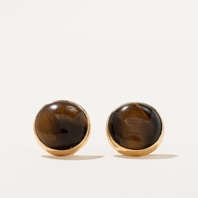 Antique Tigers Eye Quartz Stud Earrings | 12.00ctw