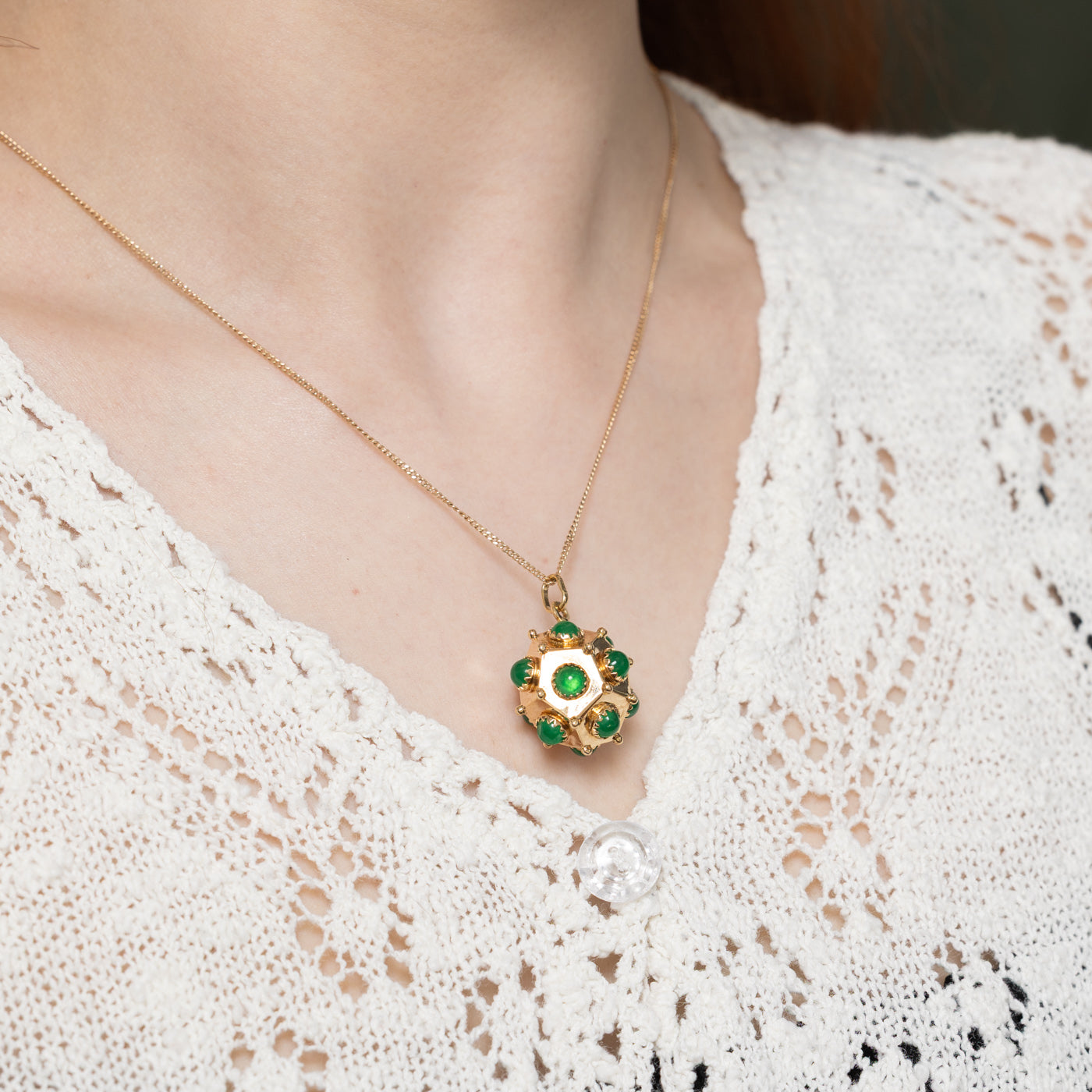 Vintage Green Glass Charm Pendant | 6.00ctw