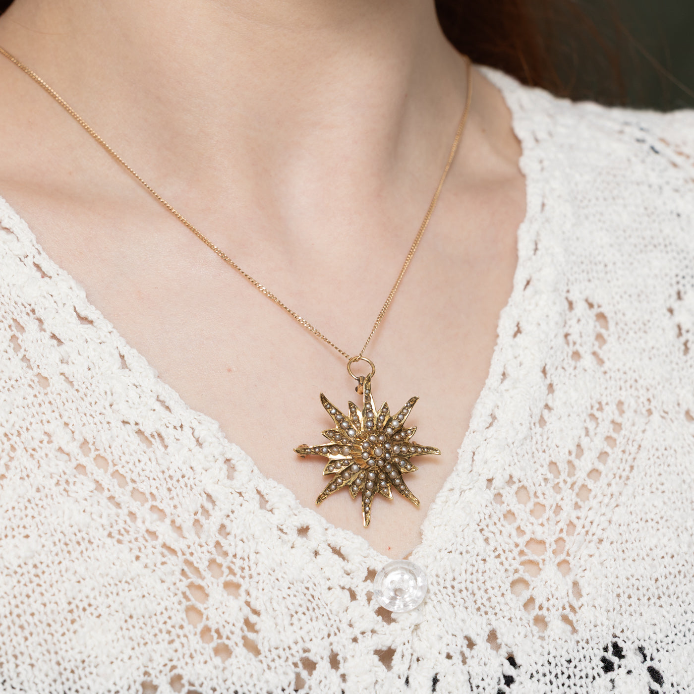 Late Victorian Seed Pearl Brooch & Pendant