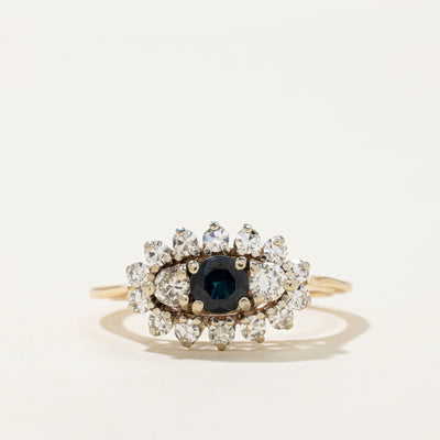 Diamond & Sapphire Cathedral Ring | 0.50ctw | 0.30ct | SZ 6.75